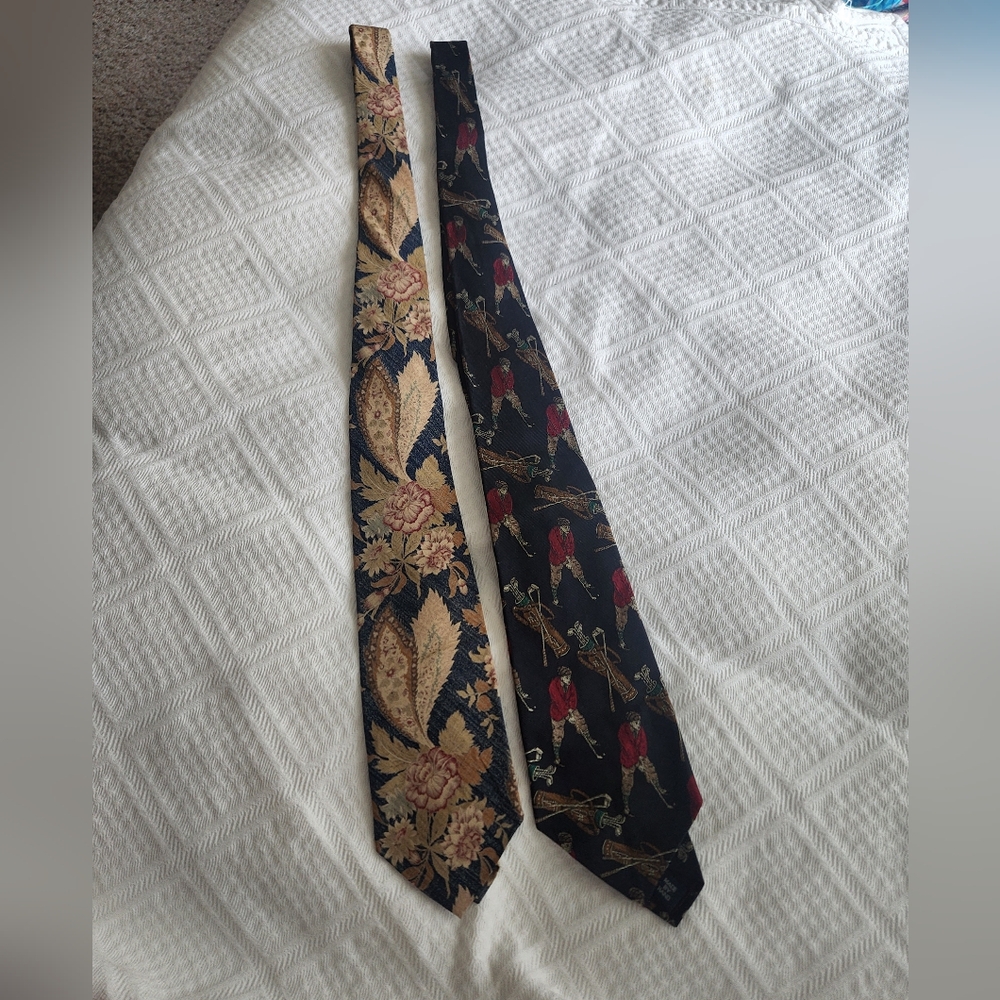 Polo by Ralph Lauren Black and Gold Patterned Ties Bundle